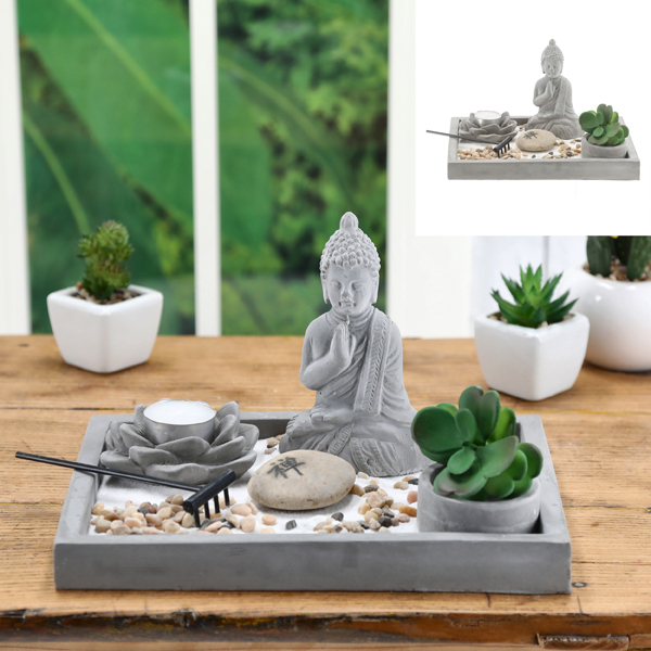 [CEP-54078] Zen Garten Set mit Teelichthalter, ca. 25x18cm
