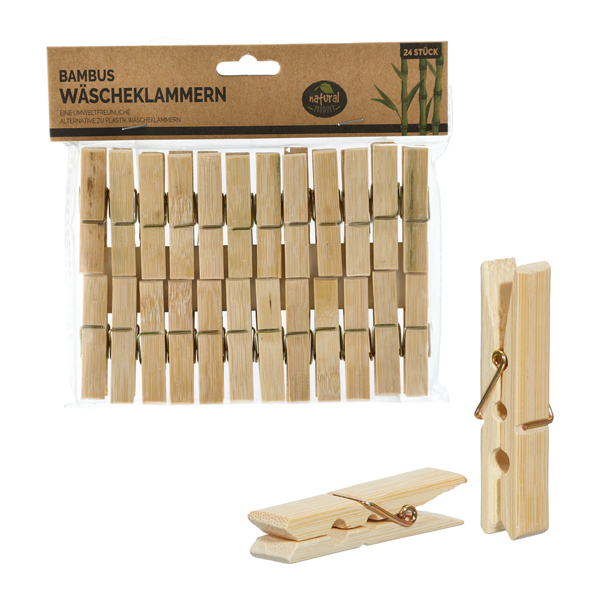 [CEP-91395] Wäscheklammern aus Bambus natur 24er Set 