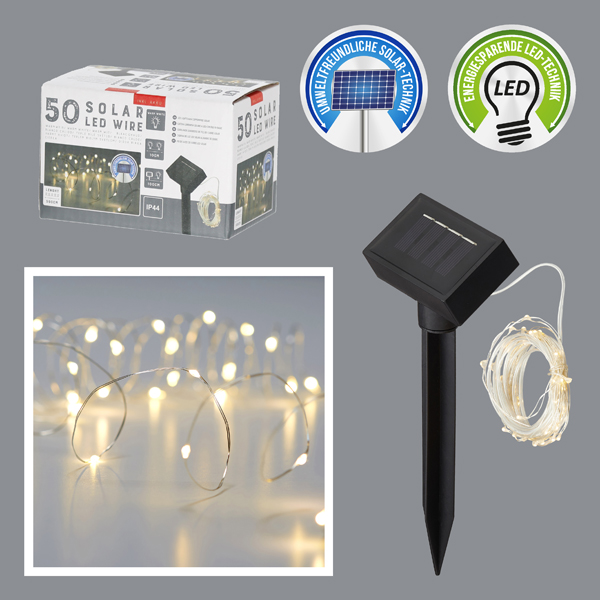 [CEP-73363] LED Lichterkette Kupferdraht SOLAR, 50 LED, 590cm
