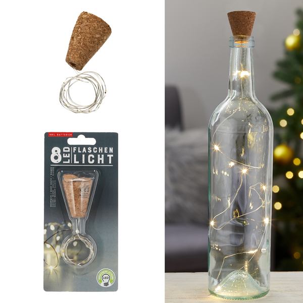 [CEP-84601] Flaschenlicht mit Echtkork, 8 LED, ca. 75cmL