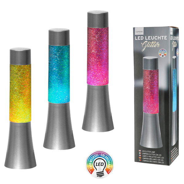 [CEP-56170] Glitter Leuchte mit farbwechselnder LED, H: 34cm