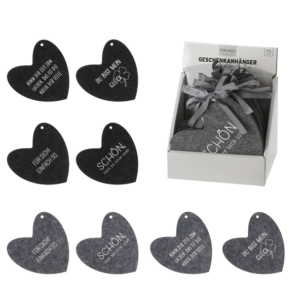 [CEP-68246] Geschenkanhänger Filz Herz mit Spruch 8/s
