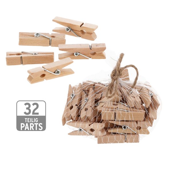[CEP-45818] Holzklammern im Netz, 32tlg, 1x3,5cm