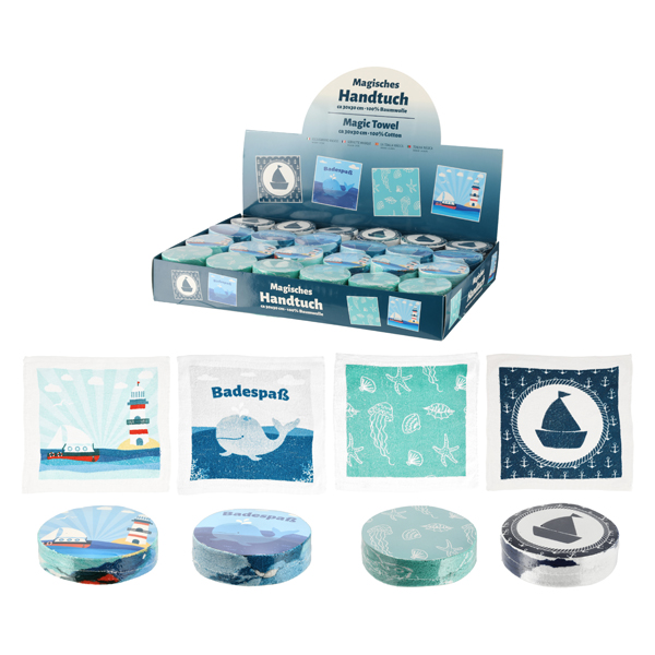 [CEP-45077] Magisches Handtuch Maritim, 4/s, 30x30cm