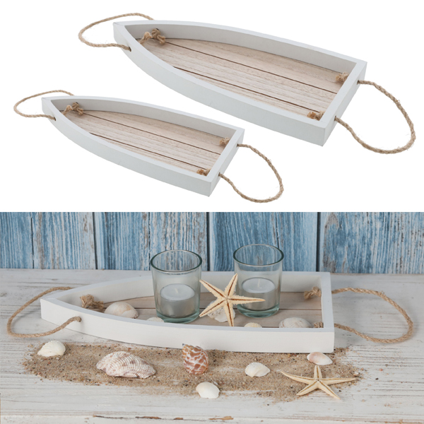 [CEP-54192] Hänger Deko Schale Boot, 2er Set, ca.40x17cm