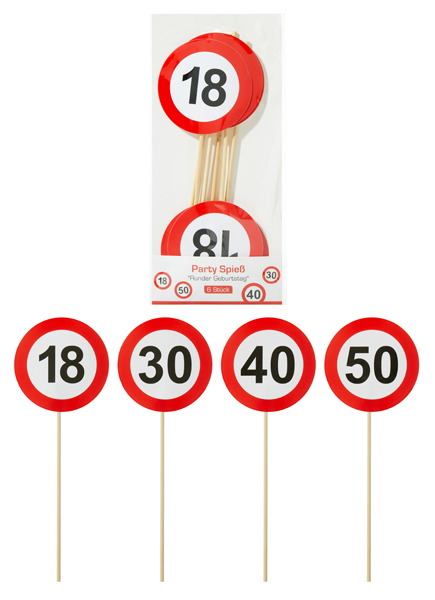 [CEP-63059] Party Spieß "Runder Geburtstag", 6er Set, 4/s, ca. 26cmL