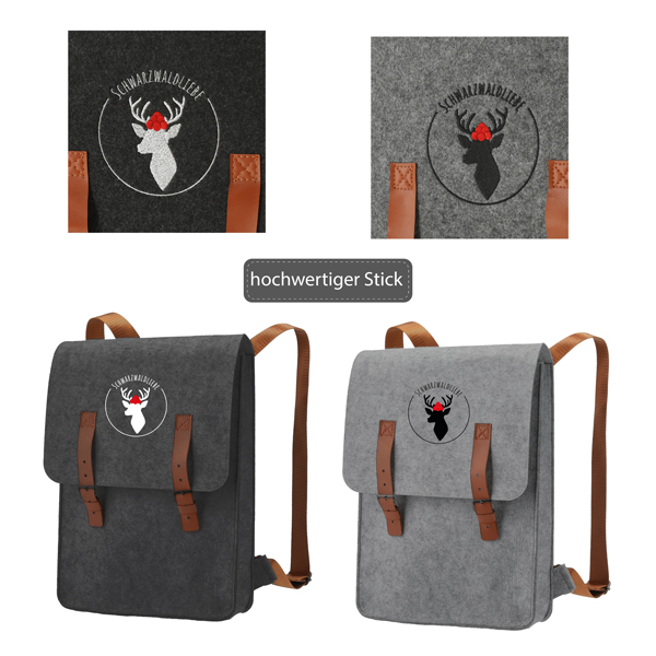 [CEP-68496] Filz Rucksack Schwarzwaldliebe 2/s ca. 27,5x36cm