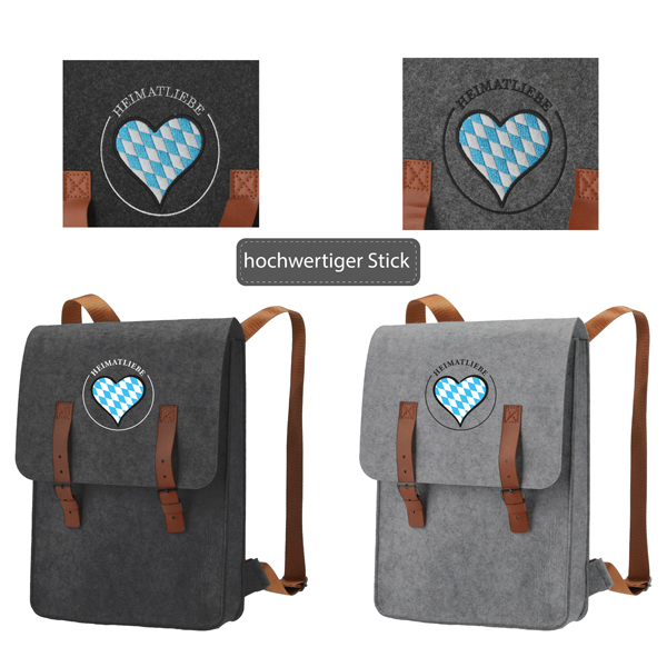 [CEP-68497] Filz Rucksack Heimatliebe 2/s ca. 27,5x36cm