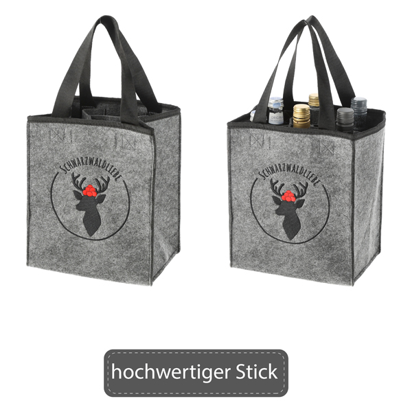 [CEP-68506] Flaschenträger Filz Schwarzwaldliebe, für 6 Wasserflaschen