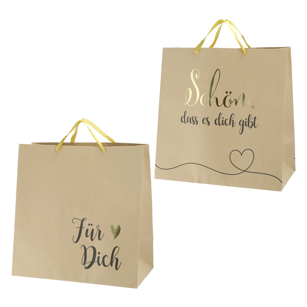 [CEP-45411] Kraftpapier Geschenktüte Sprüche, 2/s, L, ca. 38cmH