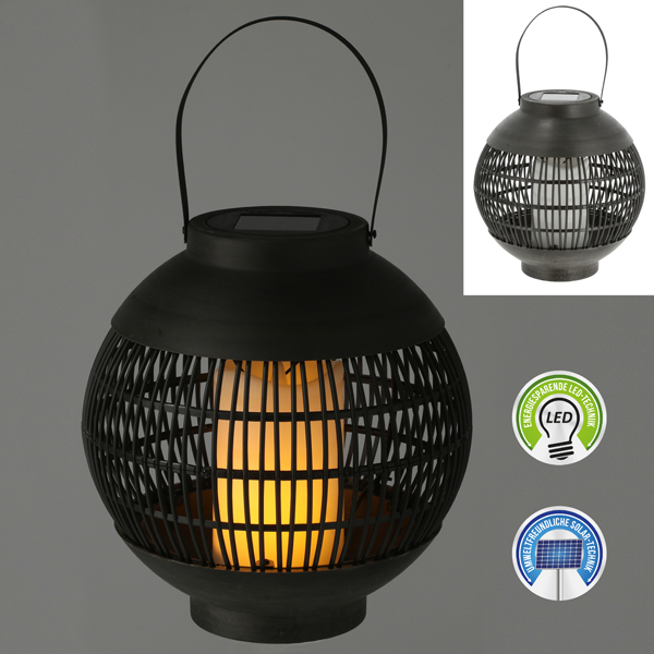 [CEP-56408] Solar LED Laterne, schwarz, Gitter, ca. 23cmH