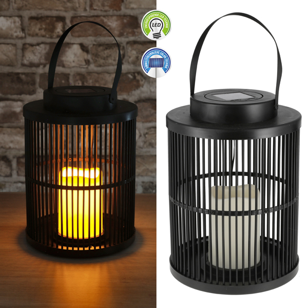 [CEP-56457] Solar LED Laterne, schwarz, Gitter, ca. 28cmH