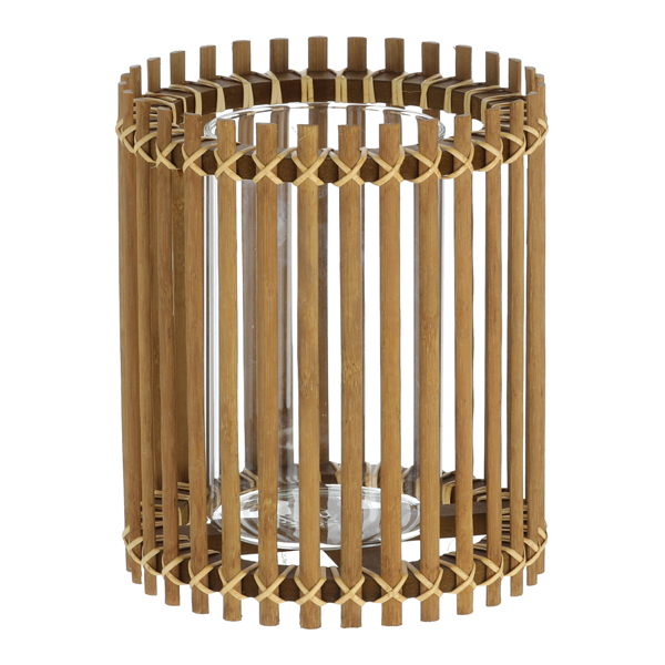 Windlicht Rattan rund,  ca. 23cmH
