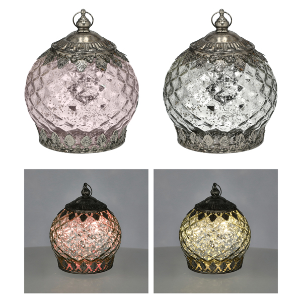 LED Laterne Ornament, ca. 13cmD, 2/S