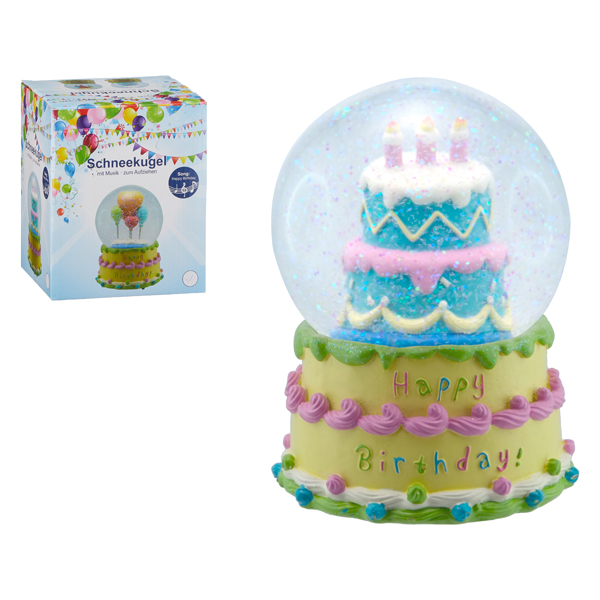 [CEP-62470] Spieluhr Schneekugel mit Musik "Happy Birthday", ca. 10cmD