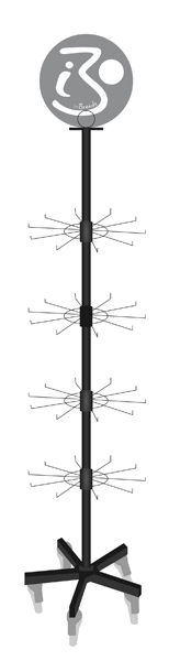 [CEP-528303] Rundständer schwarz mit 4 Kränzen, mit Topper 