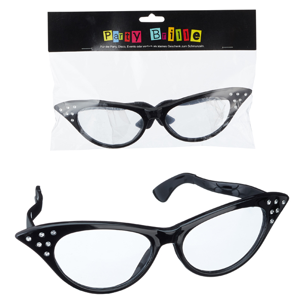 [CEP-90612] Partybrille "60er" schwarz mit Strass