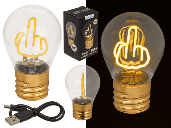 LED-Glühleuchte, Mittelfinger, inkl. Lithium-Akku