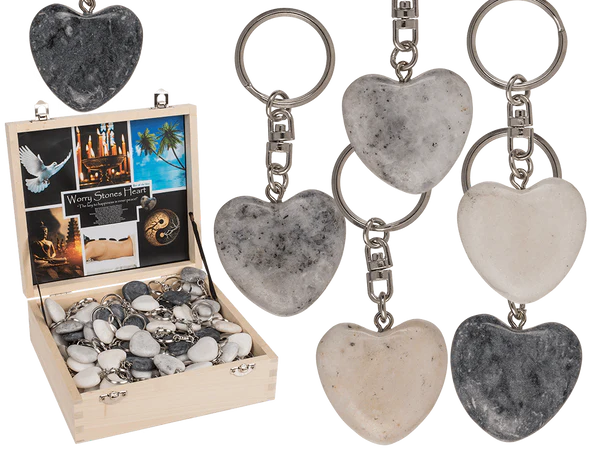 Metall-Schlüsselanhänger, Worry Hearts, ca. 3 cm,