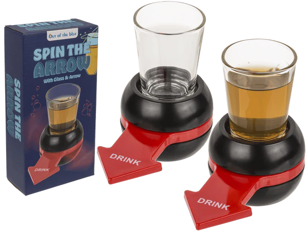[OOTB-93/2047] Trinkspiel, Spin the Arrow, mit Shooter-Glas &