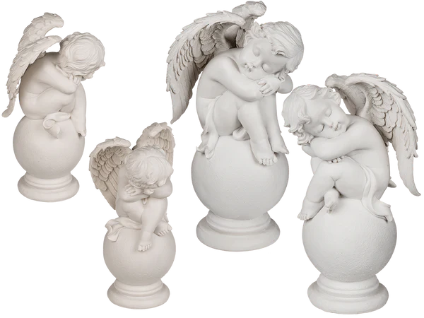 Sitzender Engel auf Kugel, ca. 14 x 24 cm,