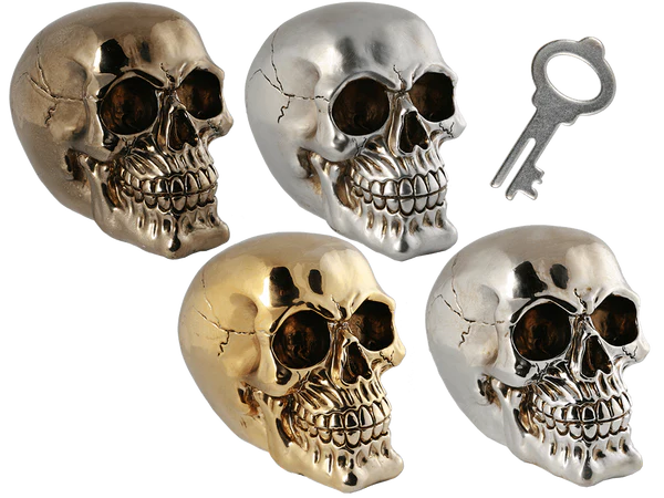 [OOTB-78/3977] Spardose mit Schloss, Totenkopf, ca. 15 cm,