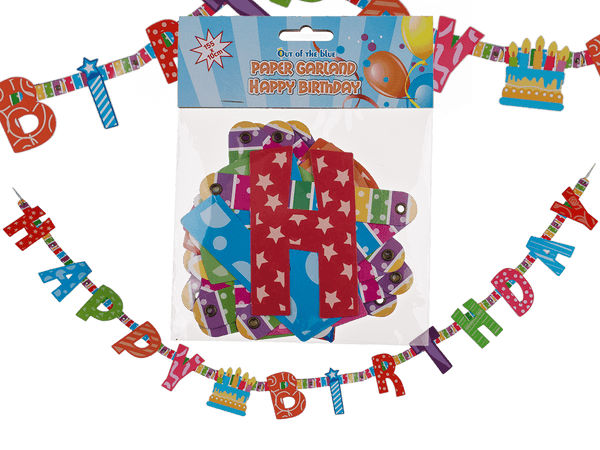 [OOTB-181035] Papier-Girlande, Happy Birthday, L: ca. 1,55 m,