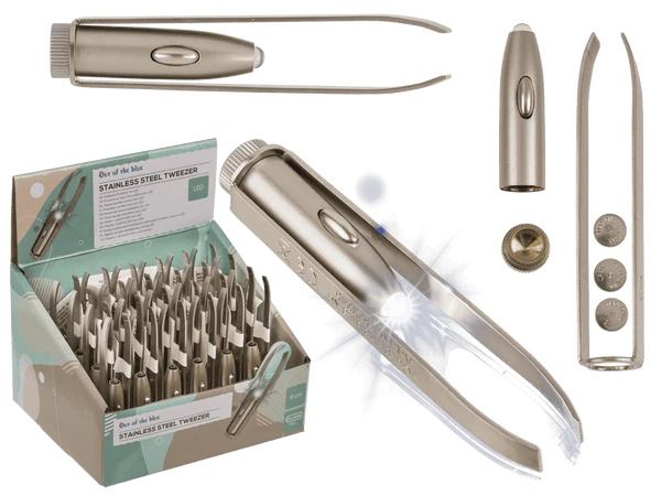 [OOTB-76/3246] Edelstahl-Pinzette mit LED (inkl. Batterien)