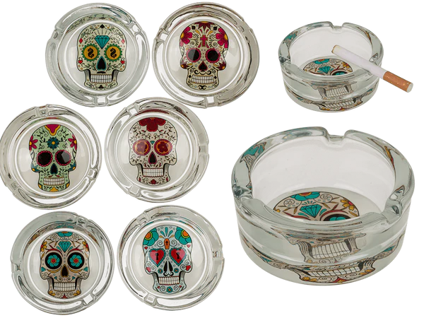 [OOTB-29/3486] Glas-Aschenbecher, Coloured Skull, ca. 8 x 4 cm,