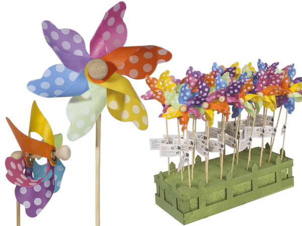 [OOTB-137208] Bunte Windmühle mit weißen Punkten, ca. 9 cm,