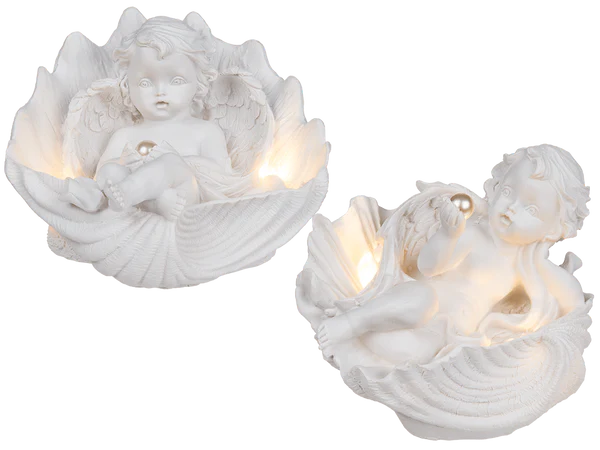 [OOTB-937130] Liegender Engel mit Perle in Muschel & LED