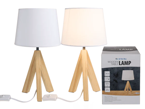[OOTB-57/1285] Holz-Tischleuchte I, H: ca. 40 cm,