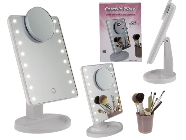 [OOTB-76/3377] Schminkspiegel mit 16 LED & Lupenspiegel,