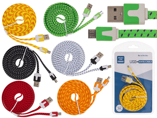 [OOTB-69/0066] USB & Micro-USB-Ladekabel mit Textilummantelung,