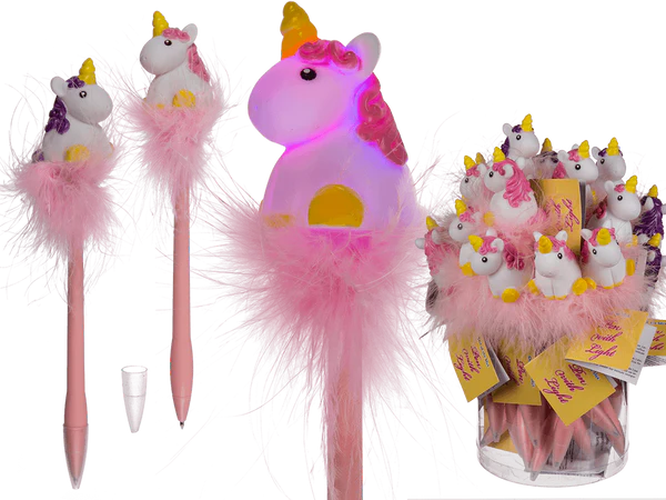 [OOTB-29/3099] Kugelschreiber, Einhorn, mit Pom Pom & LED