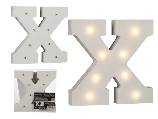 [OOTB-57/6097] Beleuchteter Holz-Buchstabe X, mit 8 LED,