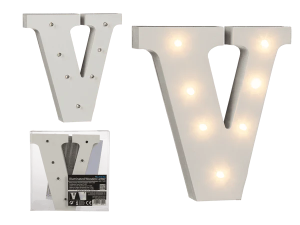 [OOTB-57/6095] Beleuchteter Holz-Buchstabe V, mit 7 LED,