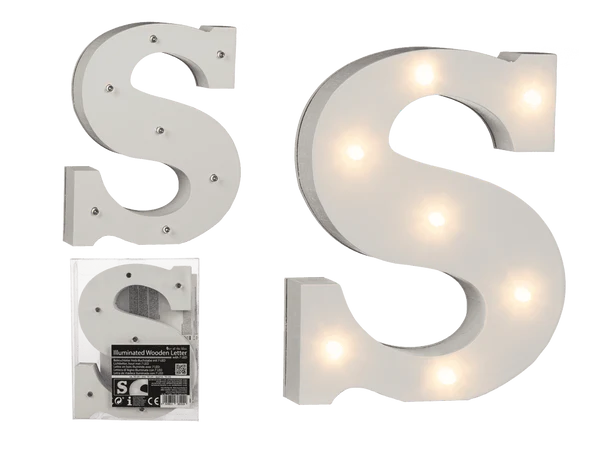 [OOTB-57/6092] Beleuchteter Holz-Buchstabe S, mit 7 LED,