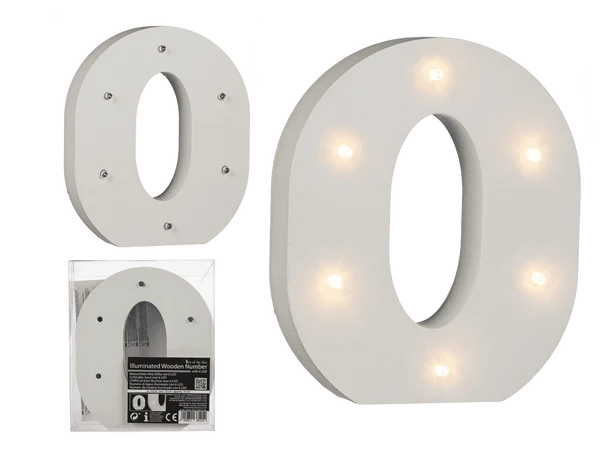 [OOTB-57/6088] Beleuchteter Holz-Buchstabe O, mit 6 LED,