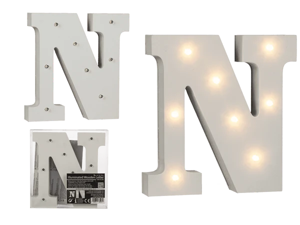 [OOTB-57/6087] Beleuchteter Holz-Buchstabe N, mit 8 LED,