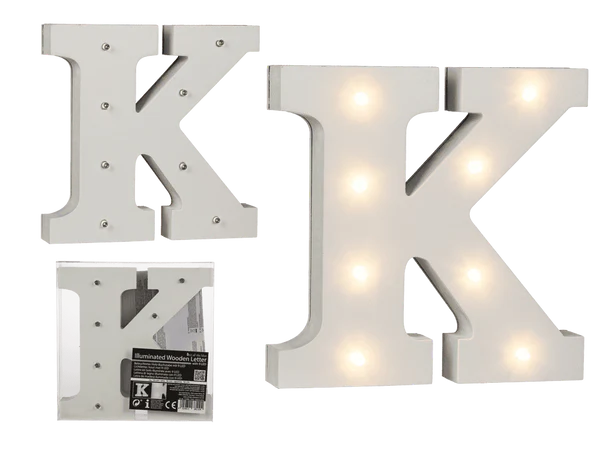 [OOTB-57/6084] Beleuchteter Holz-Buchstabe K, mit 8 LED,