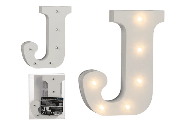 [OOTB-57/6083] Beleuchteter Holz-Buchstabe J, mit 6 LED,