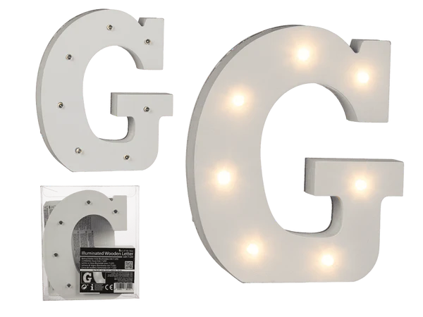 [OOTB-57/6080] Beleuchteter Holz-Buchstabe G, mit 7 LED,