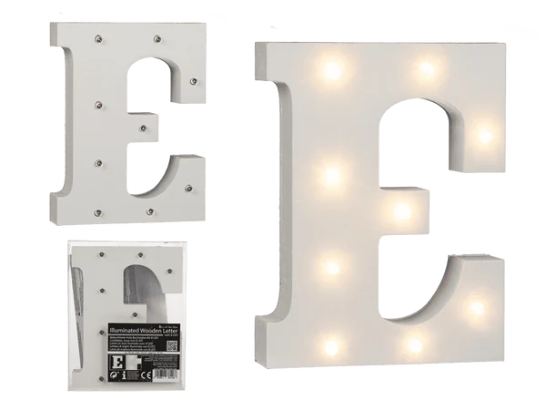 [OOTB-57/6078] Beleuchteter Holz-Buchstabe E, mit 9 LED,