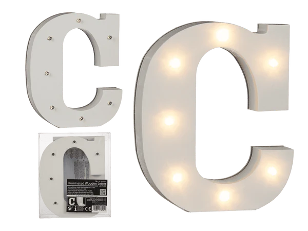 [OOTB-57/6076] Beleuchteter Holz-Buchstabe C, mit 7 LED,
