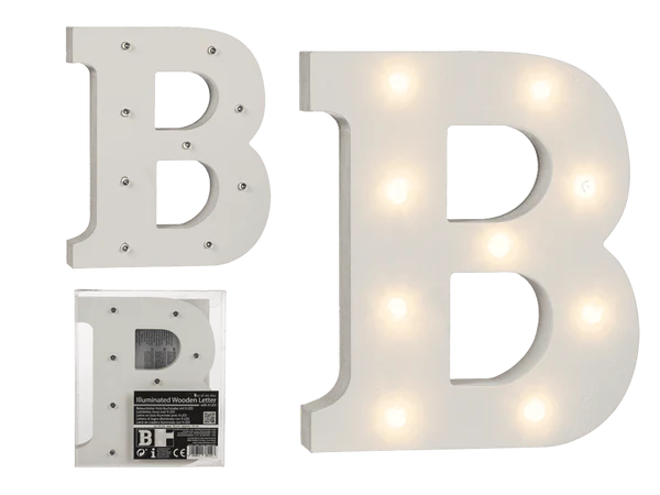 [OOTB-57/6075] Beleuchteter Holz-Buchstabe B, mit 9 LED,
