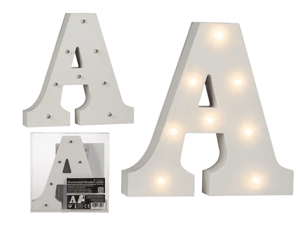 Beleuchteter Holz-Buchstabe A, mit 8 LED,