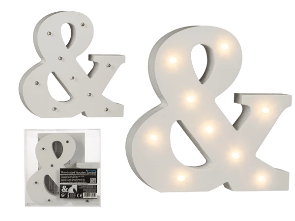 Beleuchtetes Holz-Zeichen &, mit 9 LED,
