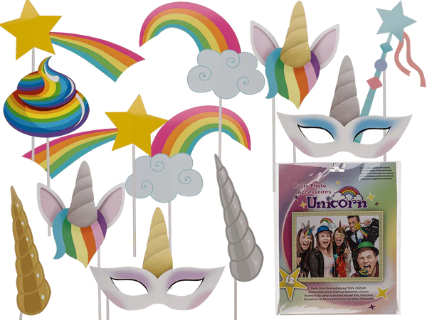 [OOTB-181110] Party-Foto-Verkleidung auf Stick, Einhorn