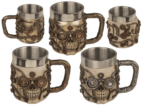 [OOTB-78/5758] Bierkrug, Cyborg Skull, mit Edelstahleinsatz,